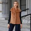ZIAI Women's Vest Teddy Coat Sleeveless Vest Coat Solid Fleece Fur Jacket Stylish Female Thick Warm Casual Parka Trend 20346
