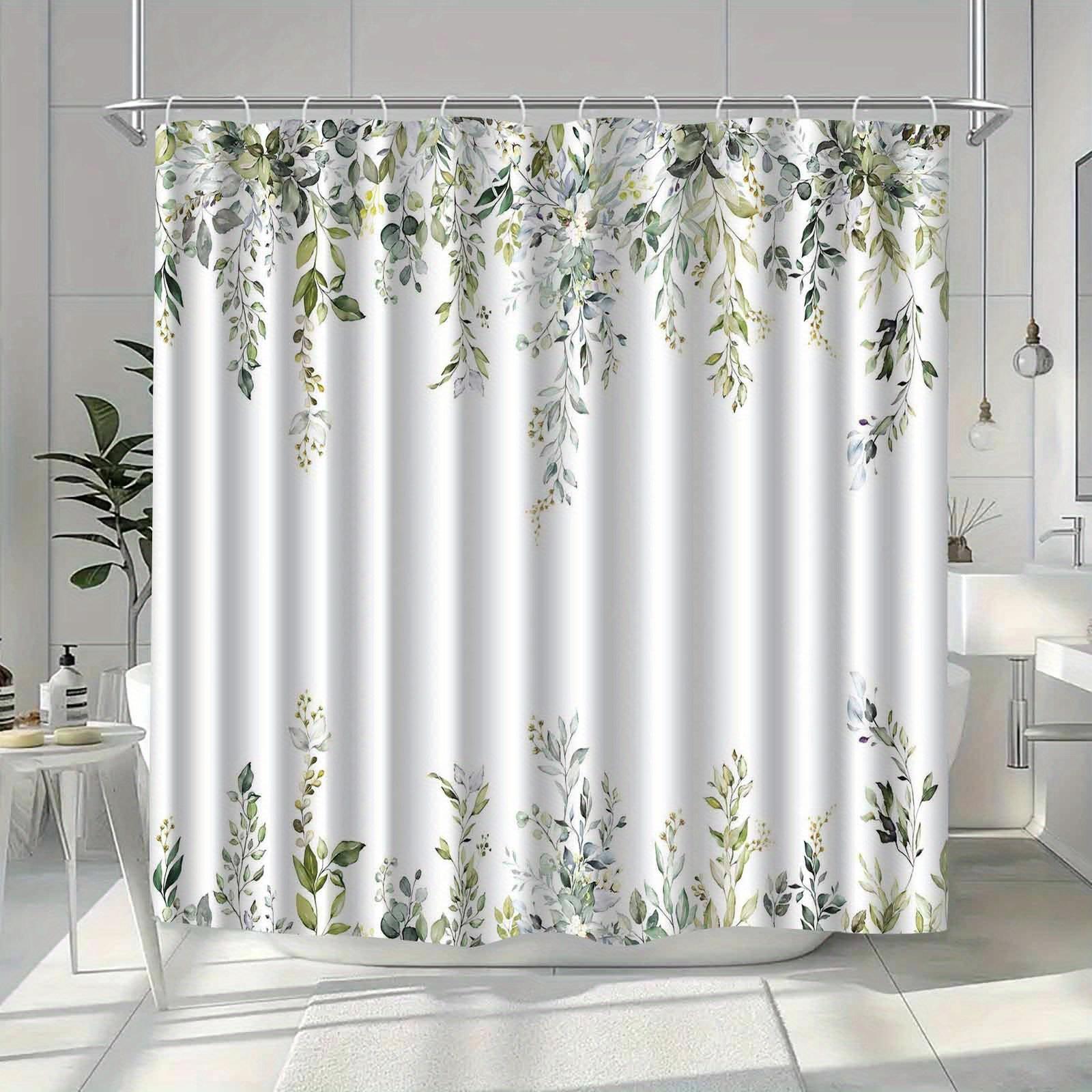 

1 Piece Of Plant Leaf And Vine Pattern Shower Curtain, Polyester Fabric, Machine Washable, Suitable For Bathroom Decoration W60H190(CM)-1 Pcs