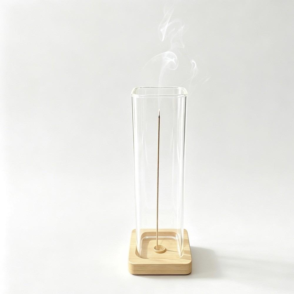 Transparent Glass Incense Holder Zen Style Anti-Ash Flying Incense Burner Ash Catcher Yoga