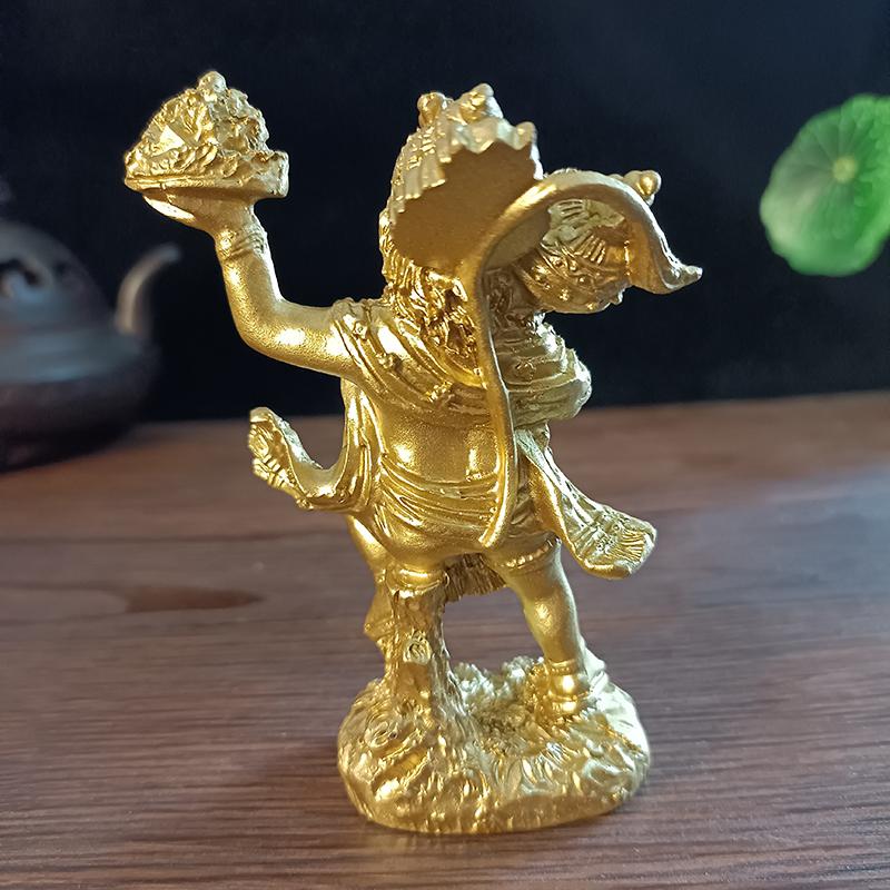 Goldene Hanuman Statue Figur Ornamente Harz Indischer Hindu Affengott Buddha Statuen Skulptur Heimdekoration Glücksbringer Geschenk