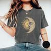 Mystical Sun and Moon Face Comfort Unisex TShirt Chic Vintage Bohemian Attire Apparel Short Sleeve Trendy Y2K Casual Streetwear