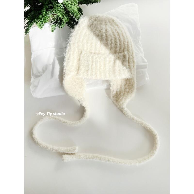 Woolen Woolen Cap Retro Ear Protecting Head Cap Fashionable and Warm for Women In Autumn and Winter Pilot Knitted Cap