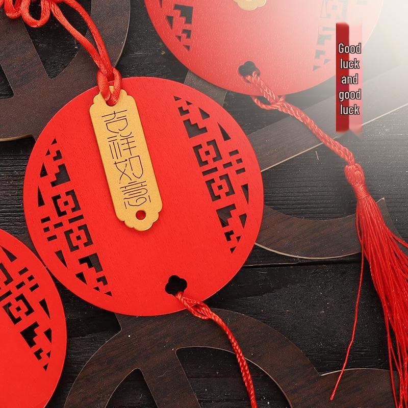 Auspicious Wooden Hanging Prayer Plaque for Health and Safety - Laojun Mountain Wish Tag Pendant