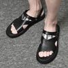 Summer 2022 Newest Fashion Men Shoes Vintage Quality Leather Non-Slip Beach Sandals Travel Slippers Black Brown Comfortable Light