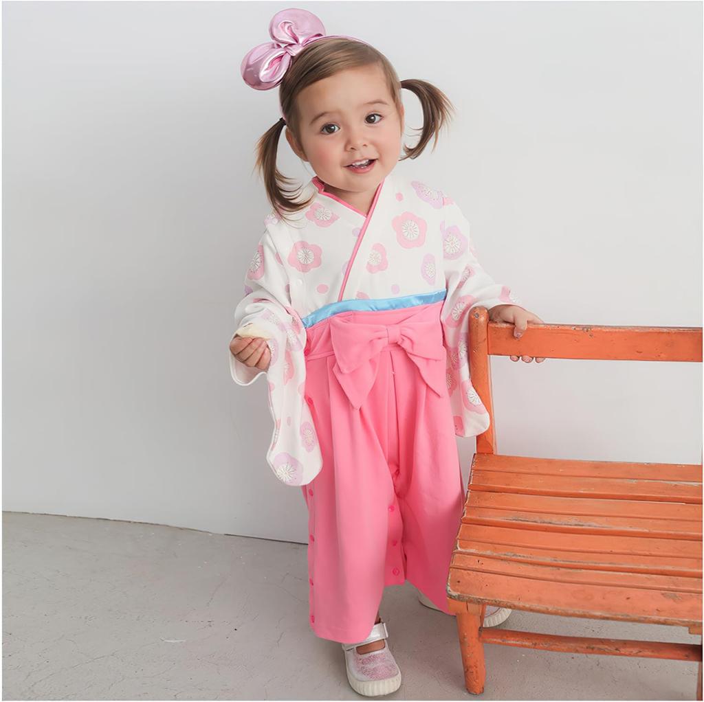 Shrine Design Romper Set for Includes and Perfect for a First Hina Matsuri Sizes 100 [Yilaku] Maiden-style 3-year-old Girls, Hakama, Socks, Headband,