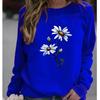 3D-Druck Blue Daisy T-Shirts Damen Tops Langarm O-Ausschnitt Pullover Femme T-Shirts T-Shirt für Frauen