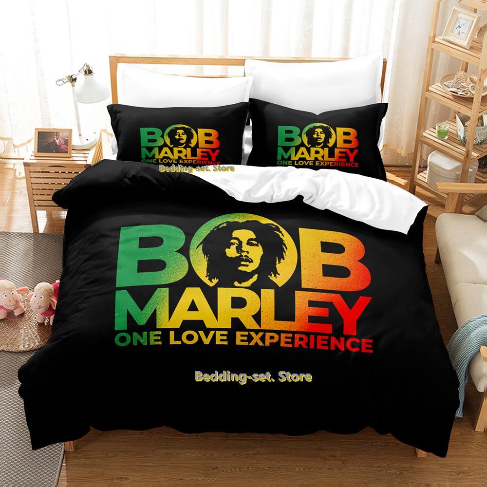 Singer Bob Marley Bedding Set Cartoon Anime Three-piece Set Adult Kid Bedroom Duvetcover Sets Cool Print Letto Matrimoniale