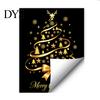 Gold Ribbon Window Stickers Christmas Tree Static Cling, Glass Sticker with Bow, Reindeer Holiday Storefront Displays Antler & Star Snowflake,