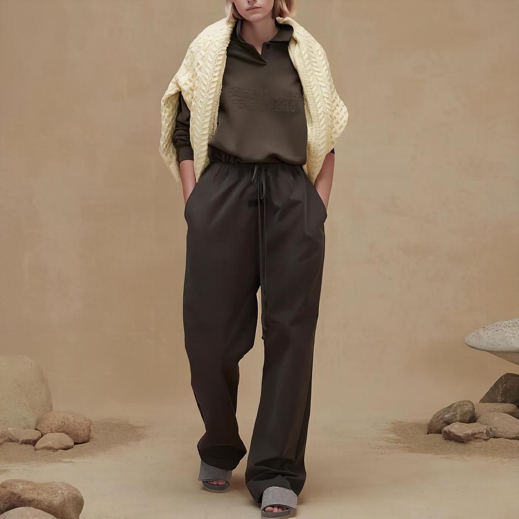 Fear Of God Essentials FW22 Long Sleeve Polo Shirt Women tops Off-Black Gray-Black FOG-FW22-386