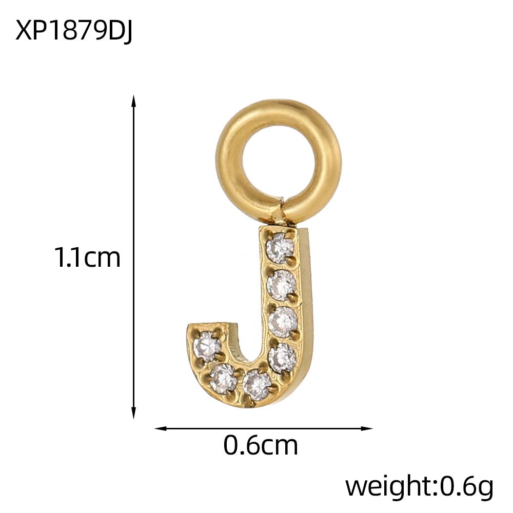 

CARLIDANA A-Z Letter Charms Custom DIY 26 Letter Zircon Pendant Gold Plated Stainless Steel Waterproof Charms for Jewelry Making