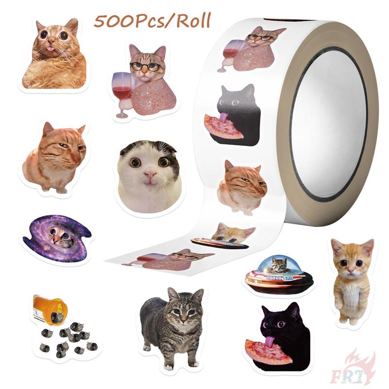 500Pcs/Roll Q Internet Celebrity Cats Kids Rewards Stickers - DIY Scrapbooks Album Decor Sealing Label Decals
