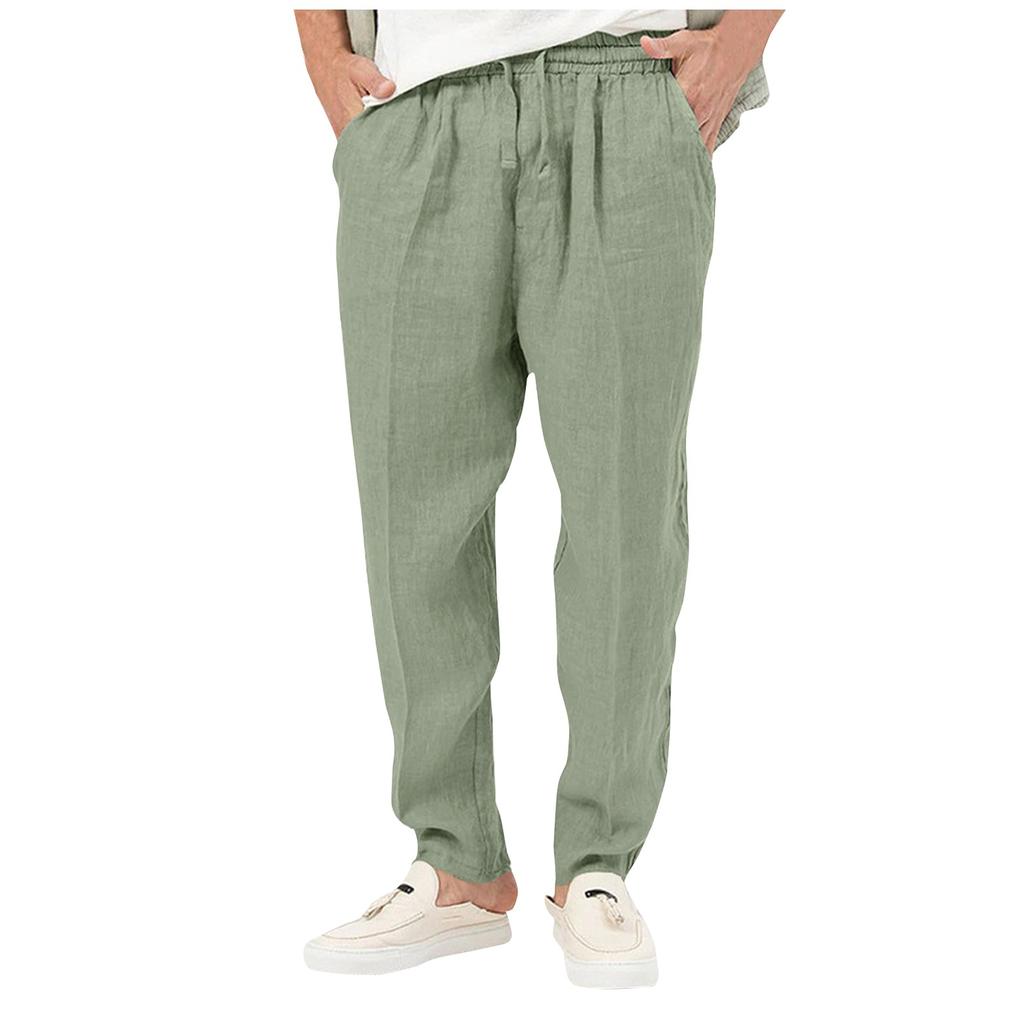 Pantalón Largo Pantalones Tela Verano Hombre Pantalones Algodon