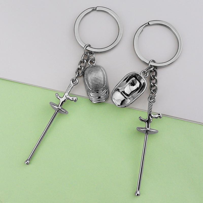 Metal Fencing Keychain Games Souvenirs Decoration Pendant Handbag Charm Car Key Ring Bag Purse Pednant Fencing Sport Fans