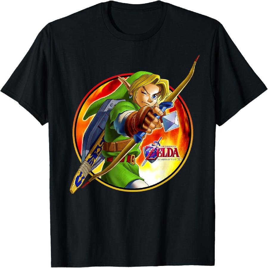 Nintendo Zelda Ocarina of Time 3D Футболка с эмблемой лучника Линка Футболка S чёрный