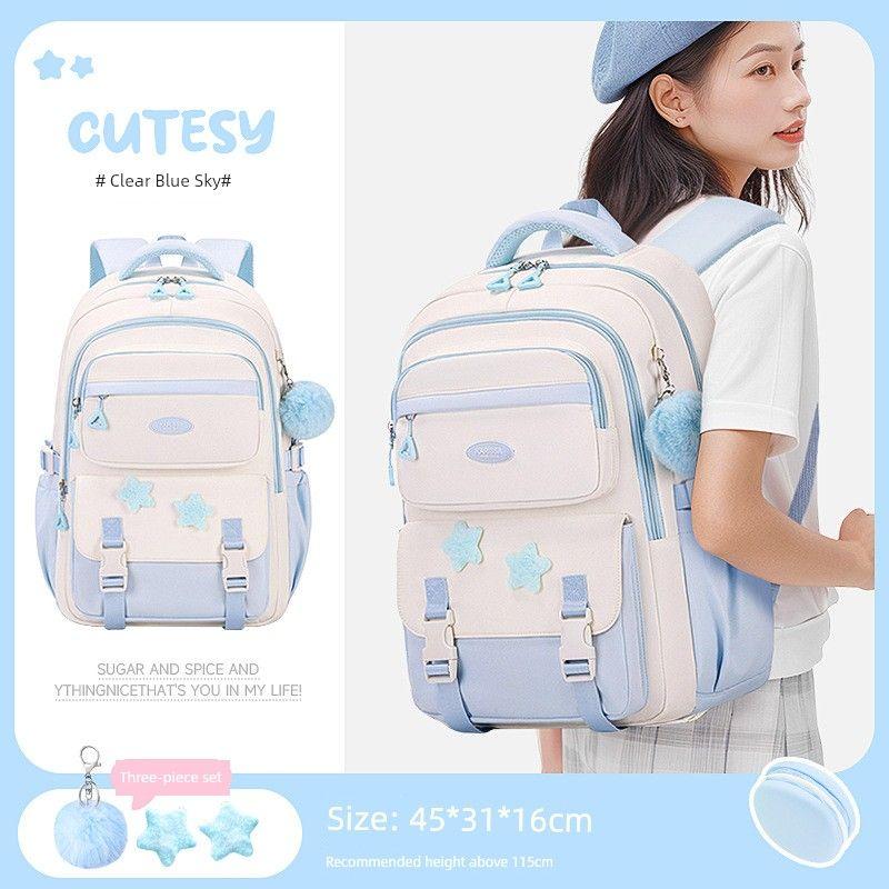 

Schoolbag Junior School Backpack Good-looking Minority Simple Large Capacity College 2025 New Arrival Lightweight Waterproof Backpack Blue