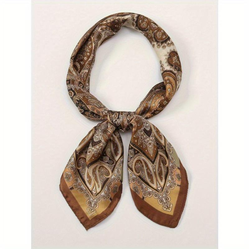 1pc Women's Paisley Printed Bandana, Silk Headscarf Elegant Headwrap For Daily Wear Skull Skeleton