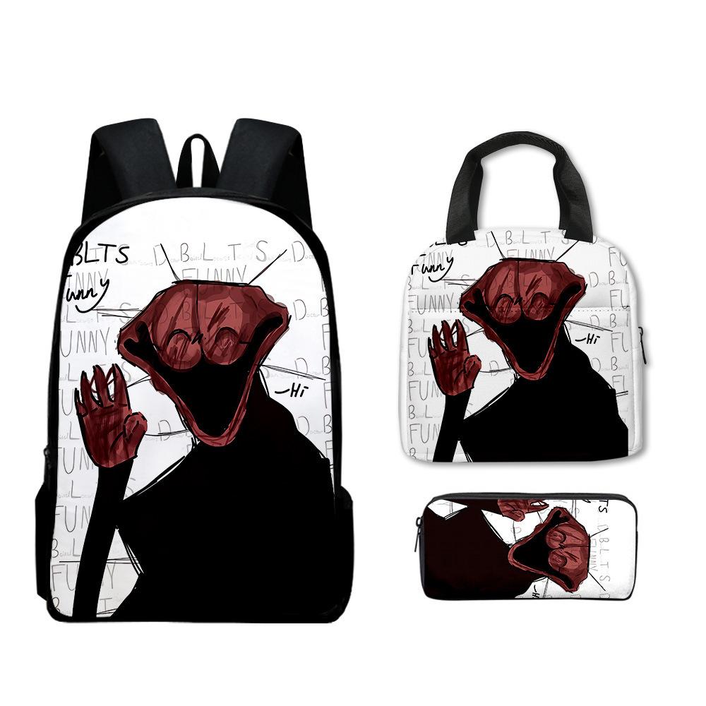Trendy Popular Funny Novelty The Boiled One 3D Print 3pcs/Set Student School Bags Laptop Daypack Backpack Lunch bag Pencil Case
