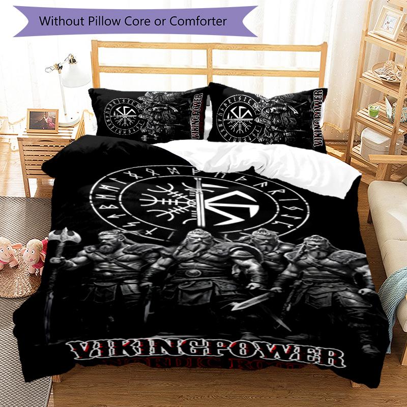 Mythology Valhalla 3pcs Bedding Set Duvet Cover Closure Includes 1 Duvet Cover & 2 Pillowcases for All Seasons Bedroom Home Dorm Decor
