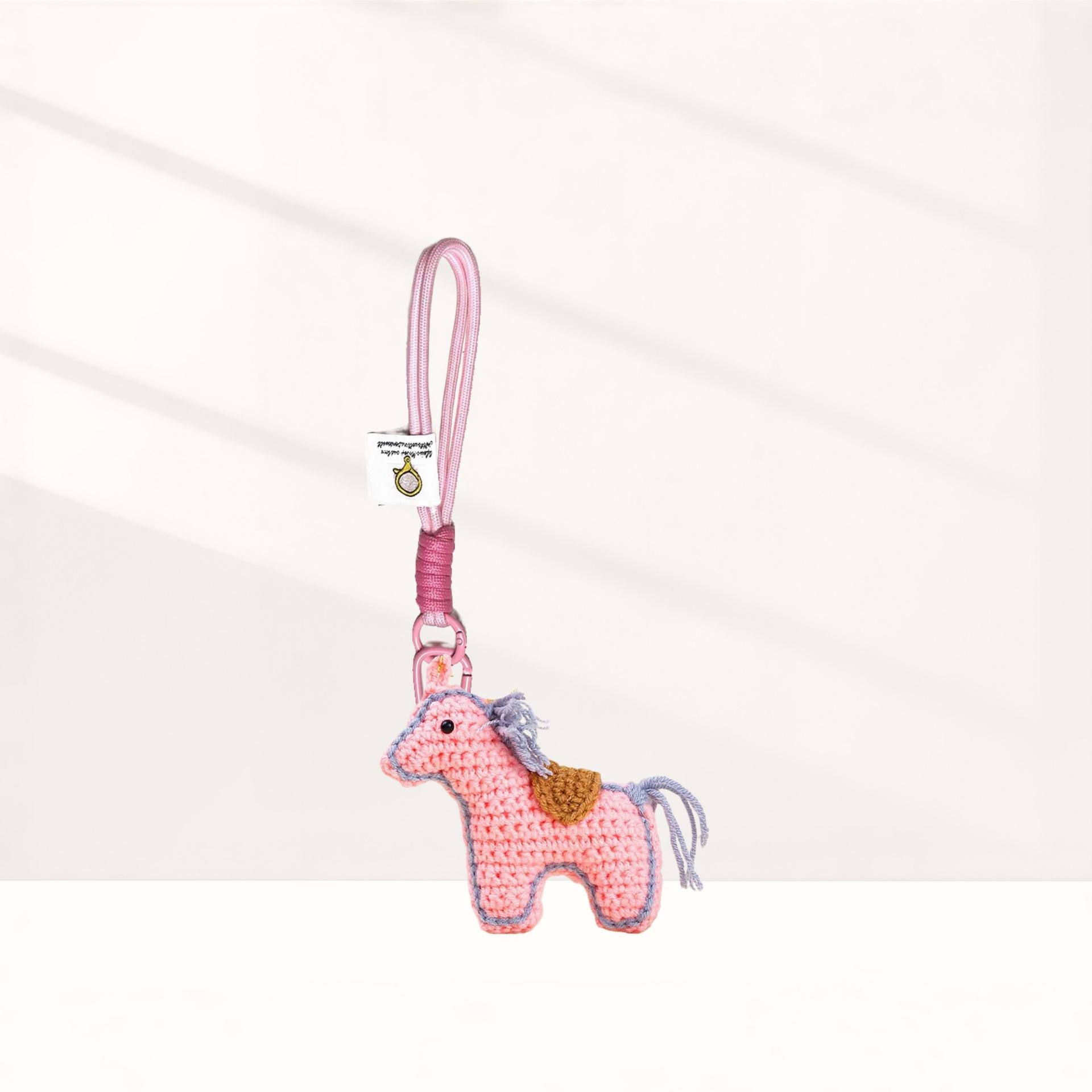 

Knitted Pony Keychain Bag, Zodiac Horse Car Pendant, Spring Festival Bag Pendant, Decoration, Gift Bag.