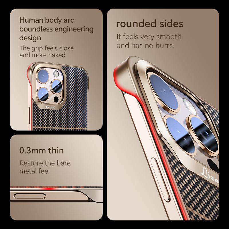 Husă din fibră de carbon pentru iPhone 16 15 14 13 Pro Max Ultrathin 0.3mm Grosime Fără Ramă Acoperire Disipare Căldură Carcasă de Lux