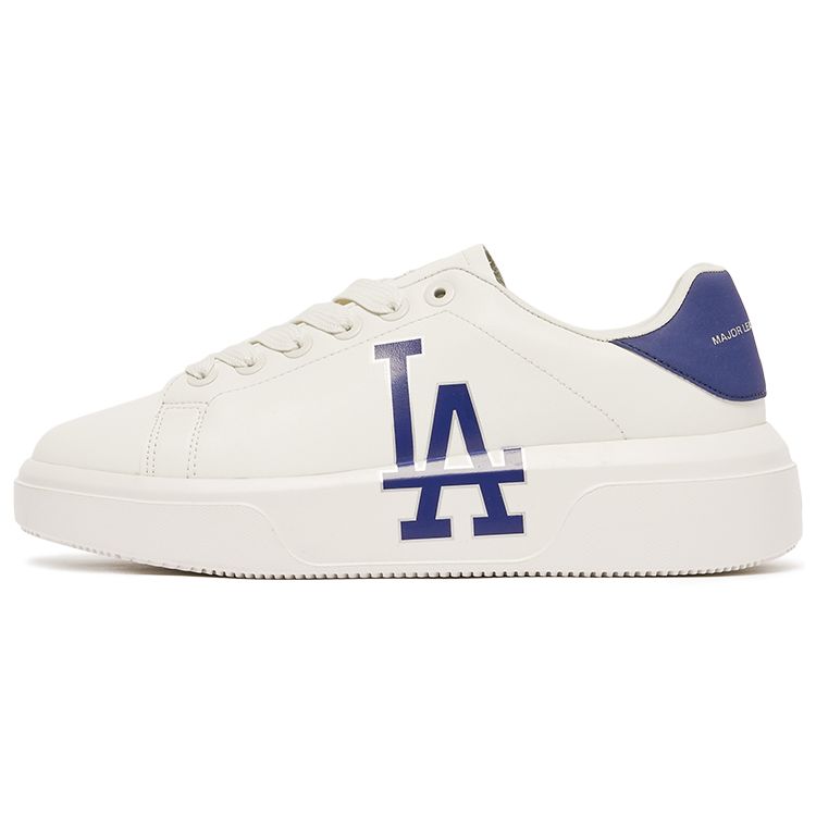 MLB Chunky Classic Synthetikleder Großer Aufdruck Rutschfest Stoßdämpfend Verschleißfest Niedrige Sneaker Unisex Sneaker Blau Weiß 3ASXXA11N-07INS 45 white