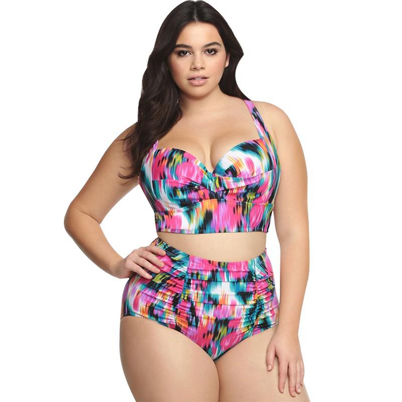 New Plus Size High Waist Bikini - Print Two-Piece Swimwear for Curvy Women