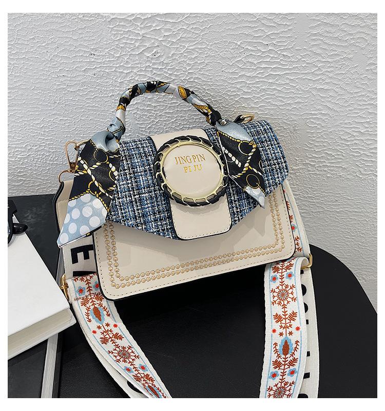 Small Bag Women's Bag 2025 New Trendy Versatile Broadband Messenger Bag Autumn Fashion Silk Scarf Portable Small Square Bag