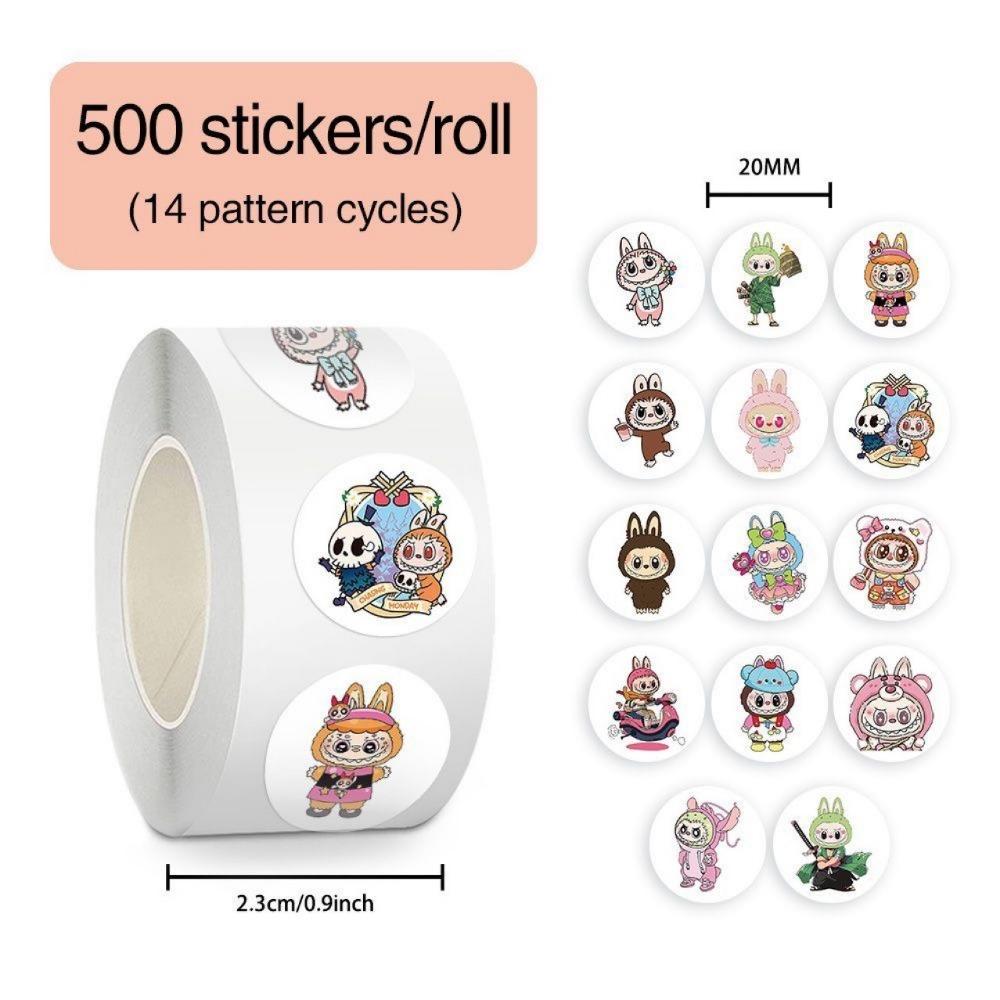 

Cartoon 500 Rolls Sticker Hand Account Material Sticker Cute Animation Sealing Sticker DIY Decorative Sticker
