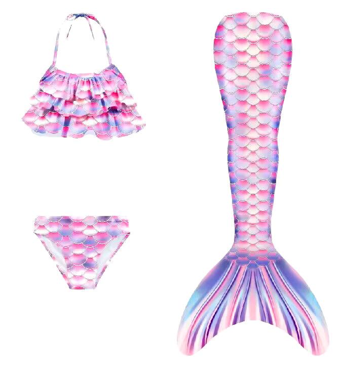 2024 New Kids Girls Swimming Mermaid Tail Mermaid Costume Cosplay Children Swimsuit Fantasy Beach Bikini