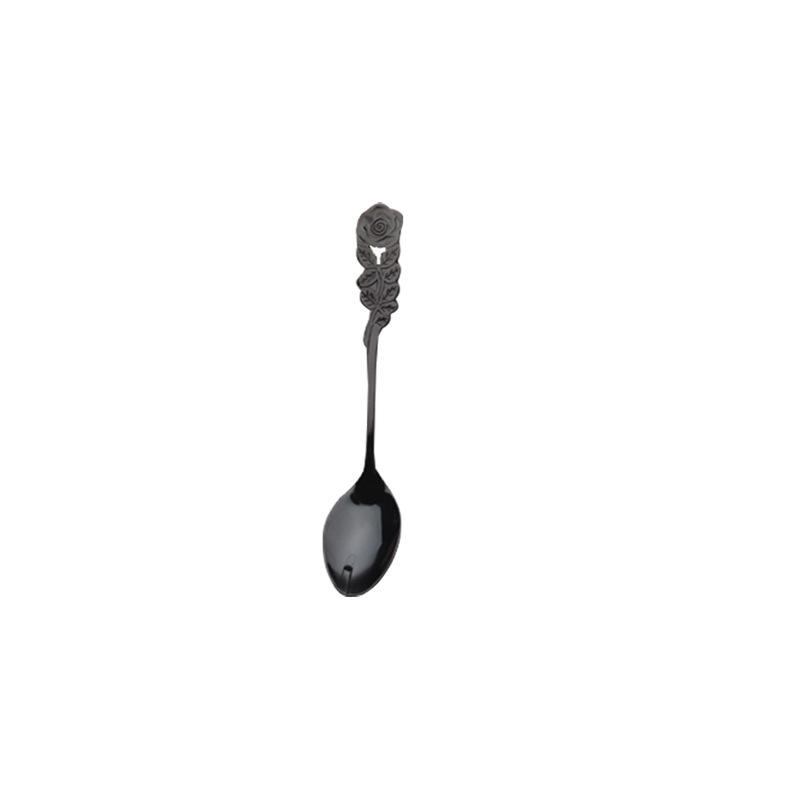 1 Pc Stainless Steel Rose Spoon Flower Handle Coffee Tea Small Stirring Ice Cream Dessert Spoon