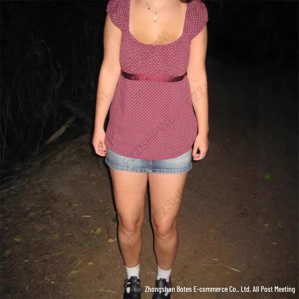 European Harajuku Style Slim-Fit Puff Sleeve Polka Dot Bow Tie T-Shirt