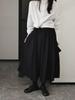 Women's Black Cropped Wide-Leg Pants: Dark Design, Loose Fit, Flaw-Covering, Casual Spring/Autumn Wear