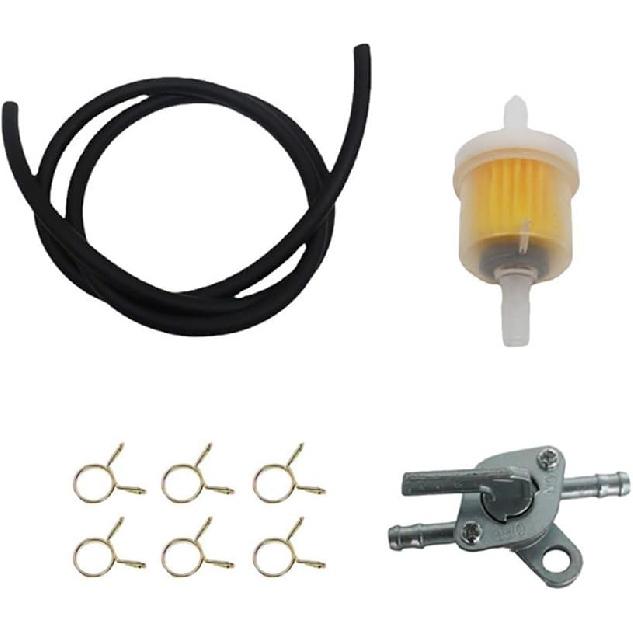 Universal Gas Fuel Line Hose Clamps Fuel Filters with Inline Shut Off Valve Petcock Set Fit for 50cc 70cc 90cc 110cc 125cc 150cc Taotao Coolster чёрный