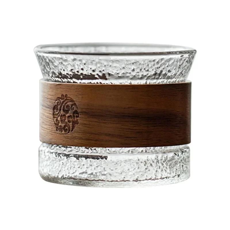 

Wooden Ring Separated Vertically Patterned Tea Cup Glass Tea Cup Transparent Glass Insulated Wood Chip Coffee Cup 100-200ML