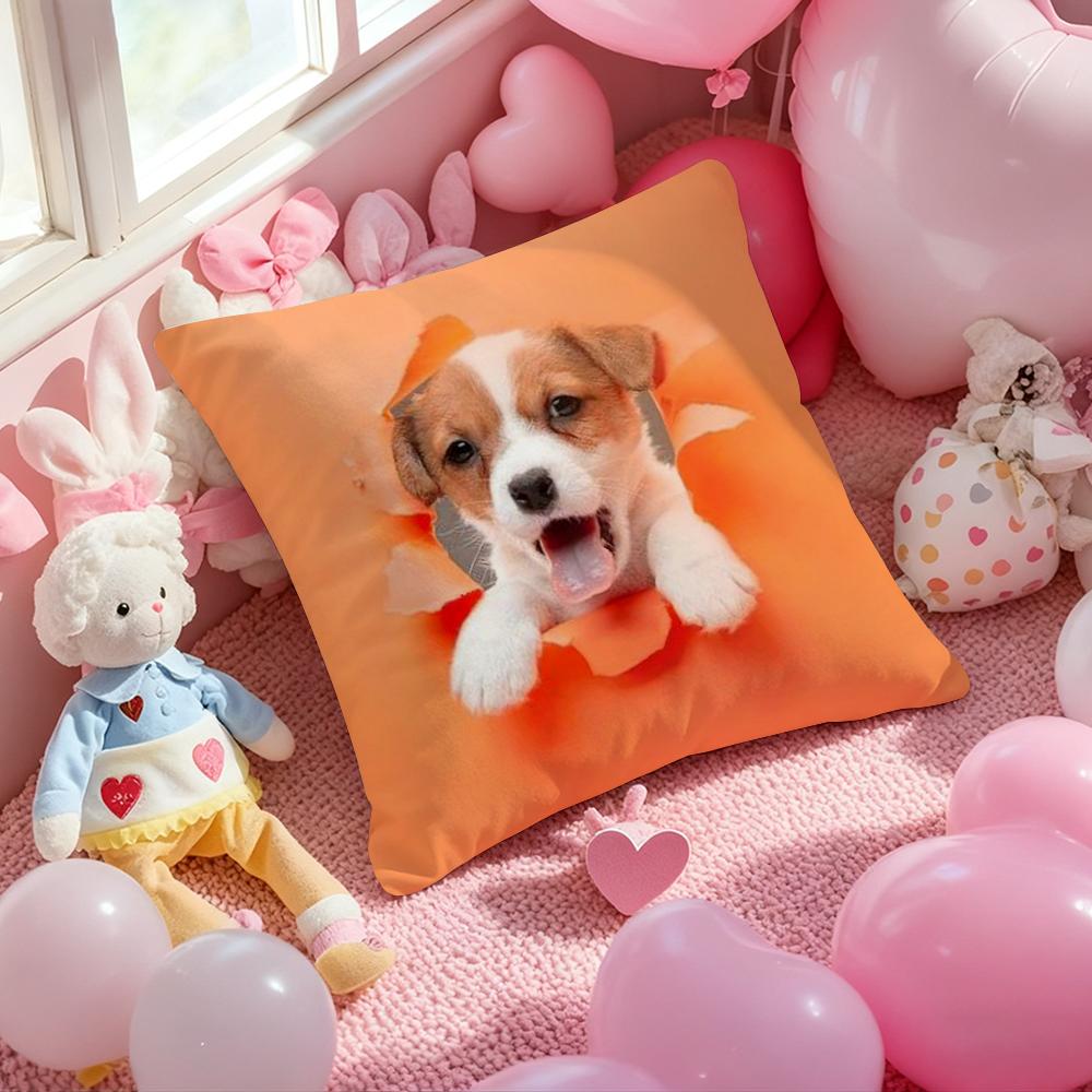 Cute Naughty Cute Cats Dogs Cushion Cover Pattern Printed Pillowcase for Living Room Sofa Cushion Cover & Bedroom Decor