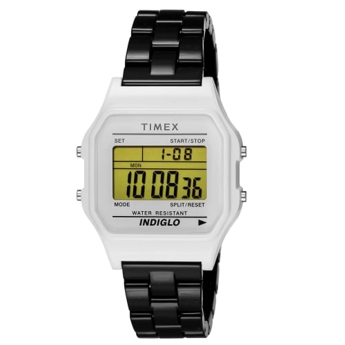 

Часы TIMEX Classic Digital Tile Collection, Белый циферблат, Кварцевые из смолы, 36 мм, Часы America TW2V20100-1, Унисекс, Черный