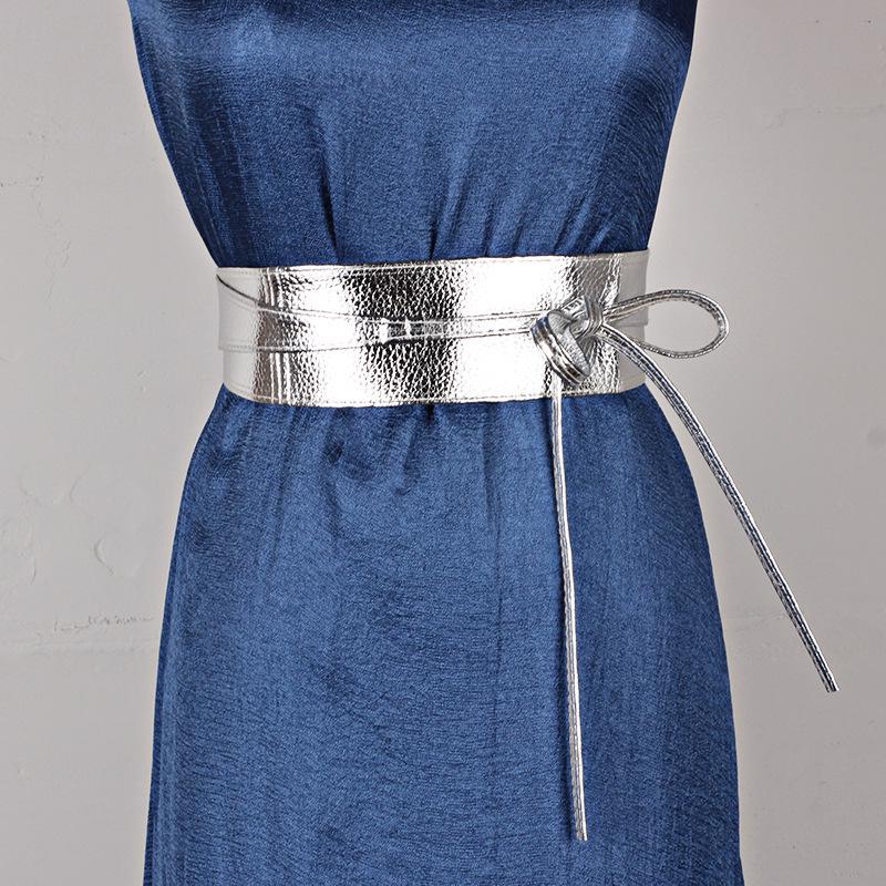 Ying Fina Women's High-Quality Korean PU Leather Paint Knotted Waist Belt
