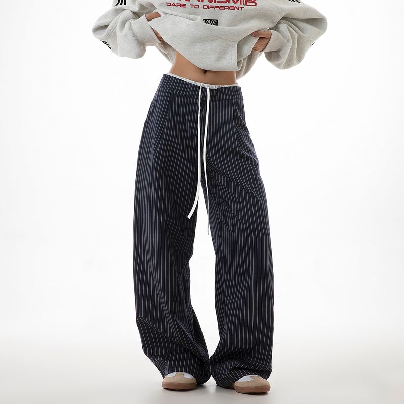 

Я Мода Ретро Спортивные Полоски Тонкие Повседневные Брюки Blue XS