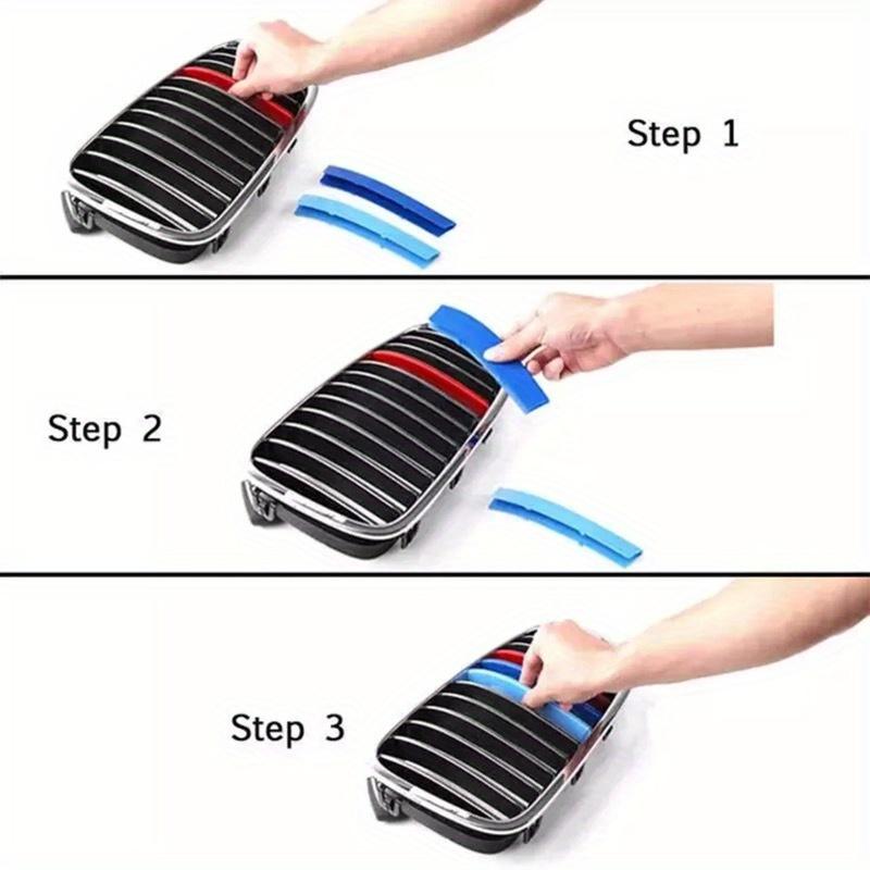 1 set 3 st M-Färg För BMW Grillinsats Lister Rand Bilgrill Trim Klämma För 3-serien F30 2013-2019