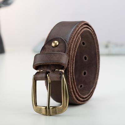 Cinturón de Piel de Vaca de Primera Capa con Grabado de Personalidad Retro para Hombre Hebilla de Pin de Cuero Pantalones Vaqueros Casuales Ligeros