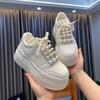 Versatile platform white shoes women's autumn breathable niche high-end pearl muffin shoes 2025 new sports women's shoes