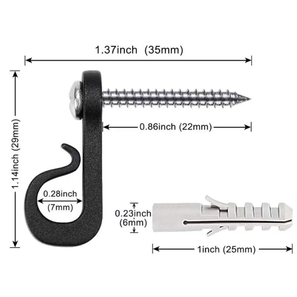 New With Screw Lights Hook Plastic Black White Garage Hooks Lights Holder Indoor And Outdoor