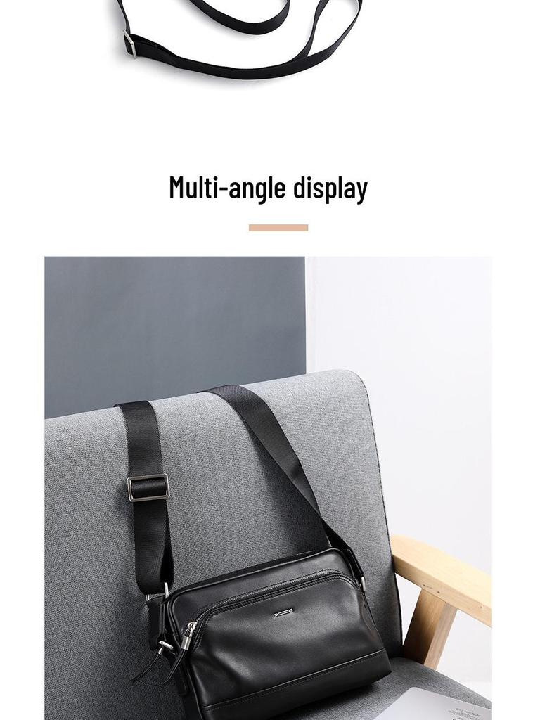 Men's Genuine Leather Crossbody Shoulder Bag - Multifunctional, Practical, Soft Cowhide for Business Use