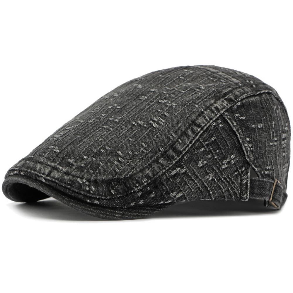 HT4773 Mens Beret Women Spring Summer Sun Cap Male Female Denim Beret Cap Retro Artist Painter Beret Hat Adjustable Ivy Flat Cap