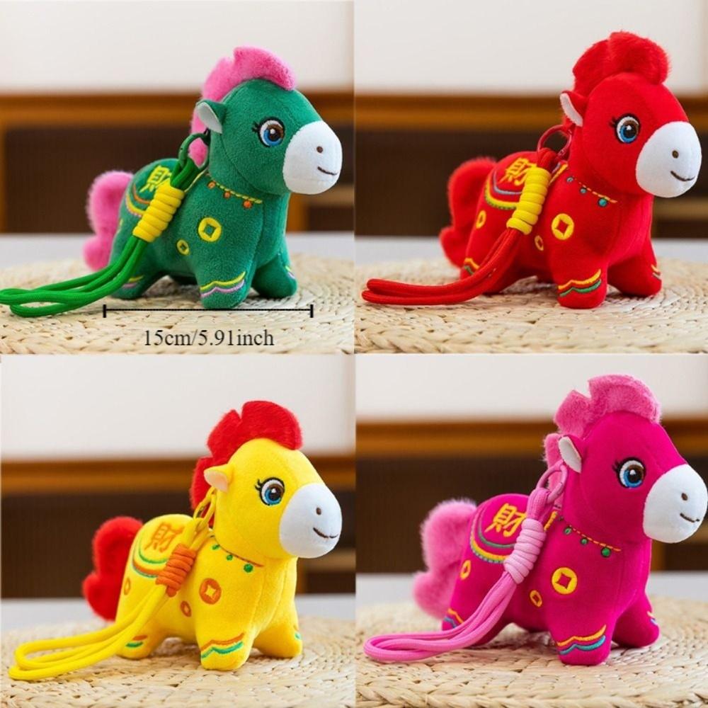 Chinese Zodiac Pony Plush Pendant Cartoon Horse Plush Toys Lucky Pony Ornament  Pendant Decor