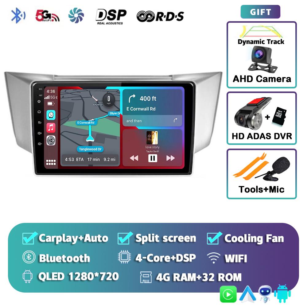 Android 14 Carplay Auto Car Radio For Lexus RX300 RX330 RX350 RX400H 2003-2014 Multimedia Video Player GPS Navigation Stereo DSP