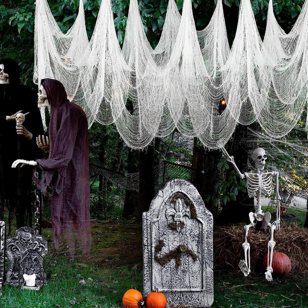 Horror Halloween Decoration Black Gauze Artificial Spider Web For Halloween Party Home Decor Scary Scene Prop