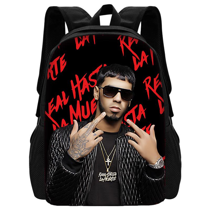 Fashion Hot Rapper Anuel AA Child School Backpack with Lunch Bags ,Pencil Bags ,School Bags for Boys Girls Best Gift