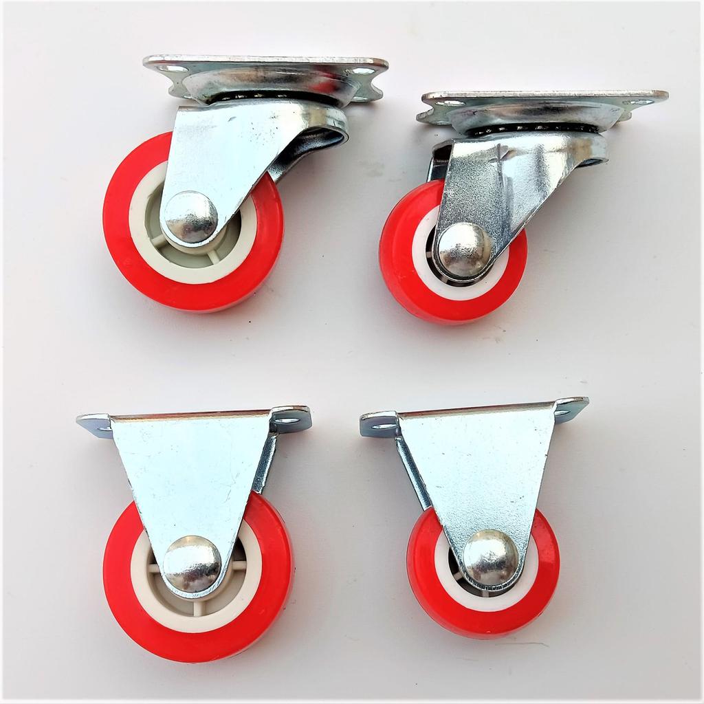 Lightweight PVC Red 1-1.2 inch Swivel & Fixed Caster Wheel for Furniture