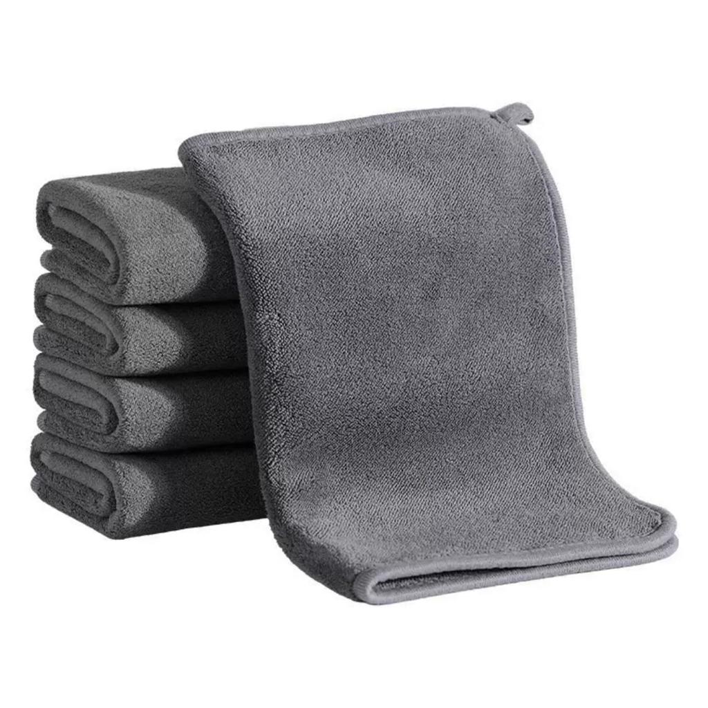 Microfiber Car Wash Towels - 5 Pack - Super Absorbent Dry Wipes - Gray